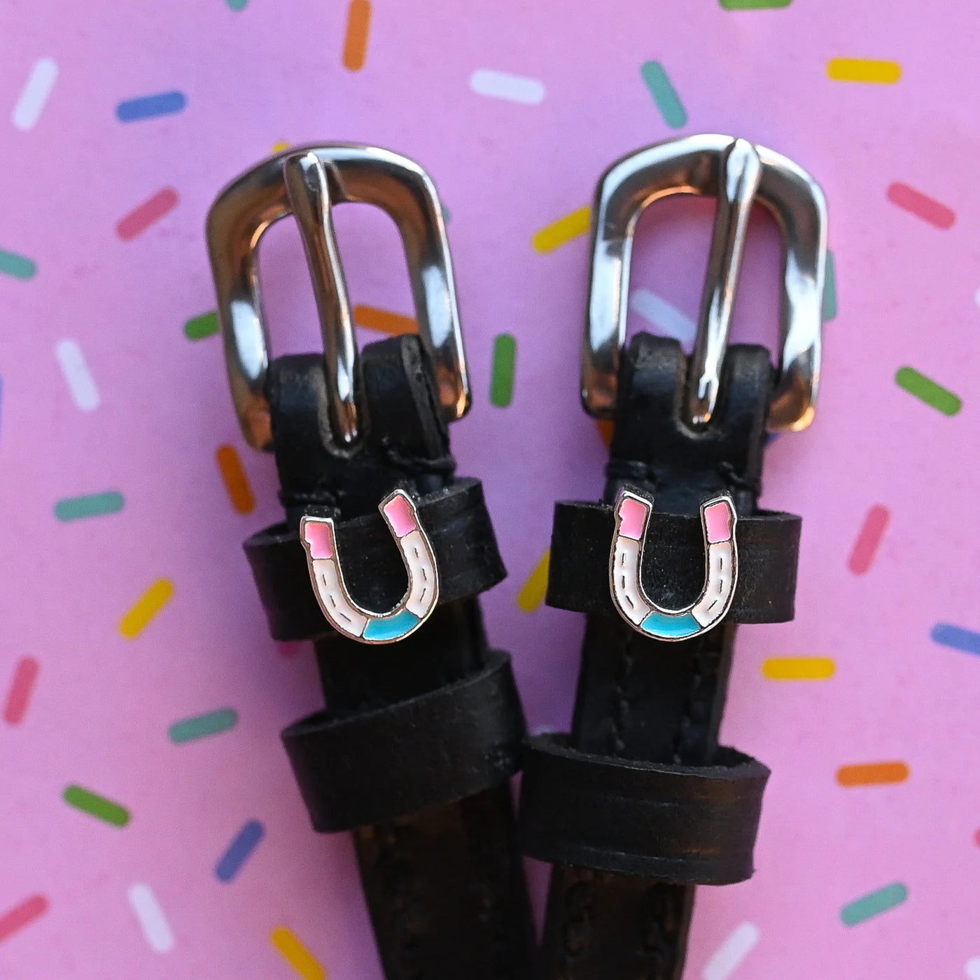 Horse shoe party spur straps