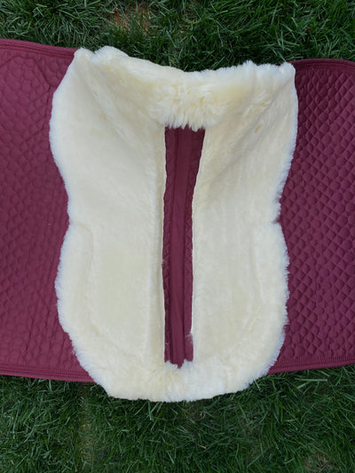 Mimiki sheepskin dressage saddle pad Burgundy - Natural